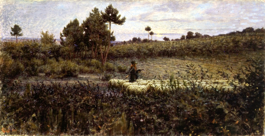 Sera d'autunno, paesaggio (dipinto, opera isolata) di Gioli Luigi (XIX)