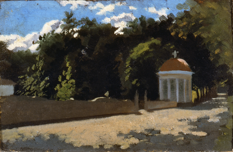 Cupolino alle Cascine, paesaggio (dipinto, opera isolata) di Sernesi Raffaello (XIX)