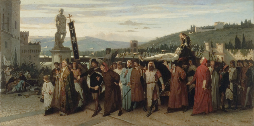 I funerali di Buondelmonte, scena storica (dipinto) di Altamura Saverio (XIX)
