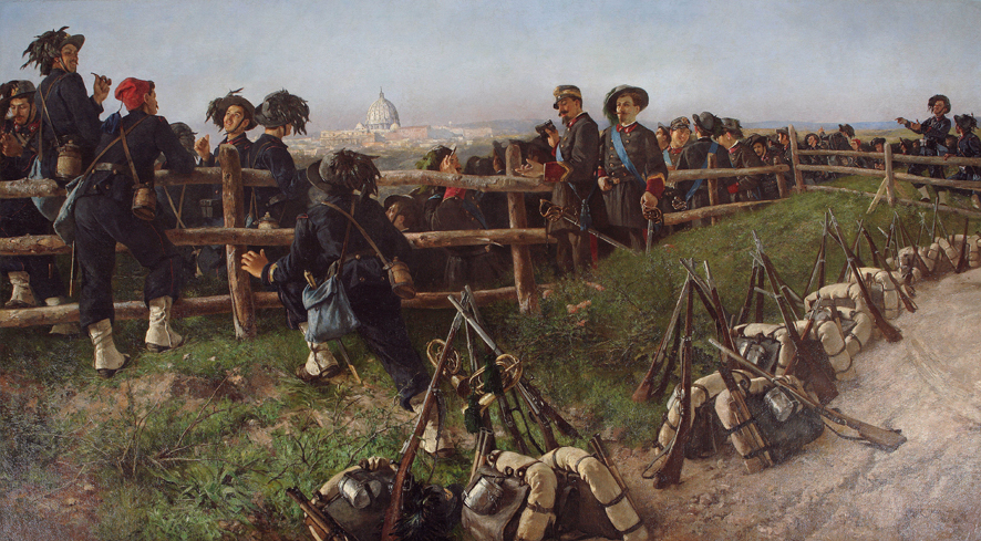 I bersaglieri (Il 19 settembre 1870), episodio militare (dipinto, opera isolata) di Cammarano Michele (XX)