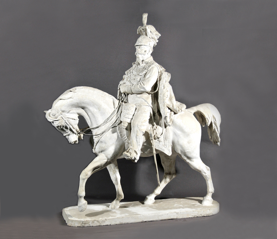 Vittorio Emanuele II, bozzetto della statua equestre, bozzetto per monumento (scultura, opera isolata) di Alfonso Balzico (XIX)