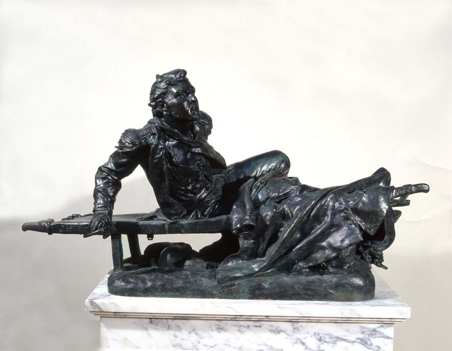 La morte di Emilio Morosini, soggetto storico (scultura, opera isolata) di Ferrari Ettore (XIX)