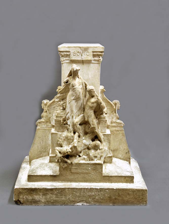 Base per il monumento a Bovio (prima idea senza figura), base per il Monumento a Giovanni Bovio (scultura - bozzetto, opera isolata) di Ferrari Ettore (XX)