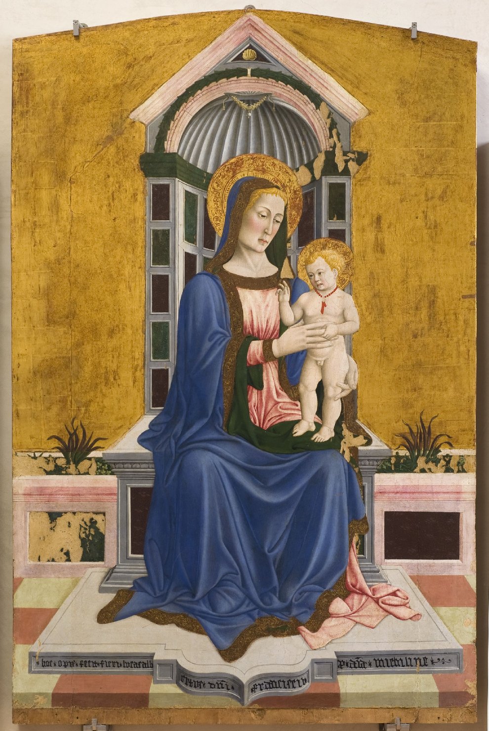 Madonna con Bambino in trono (scomparto di trittico, elemento d'insieme) di Giovanni Francesco da Rimini (attribuito) (terzo quarto sec. XV)