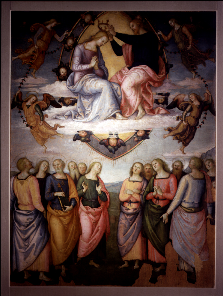 incoronazione di Maria Vergine (dipinto, elemento d'insieme) di Vannucci Pietro detto il Perugino (attribuito) (inizio sec. XVI)