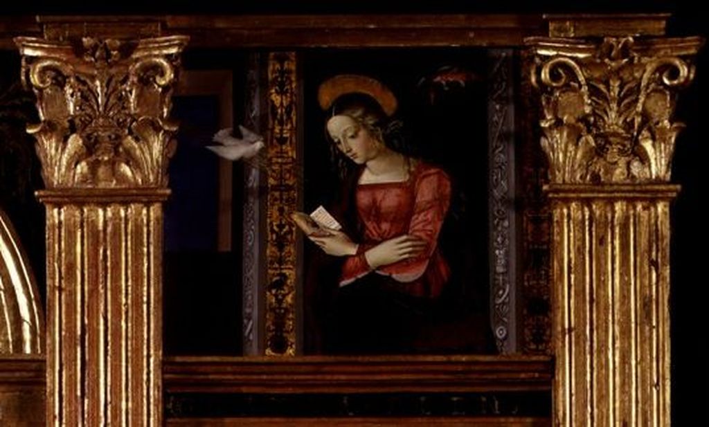 Maria Vergine (scomparto di polittico, elemento d'insieme) di Pinturicchio (fine sec. XV)