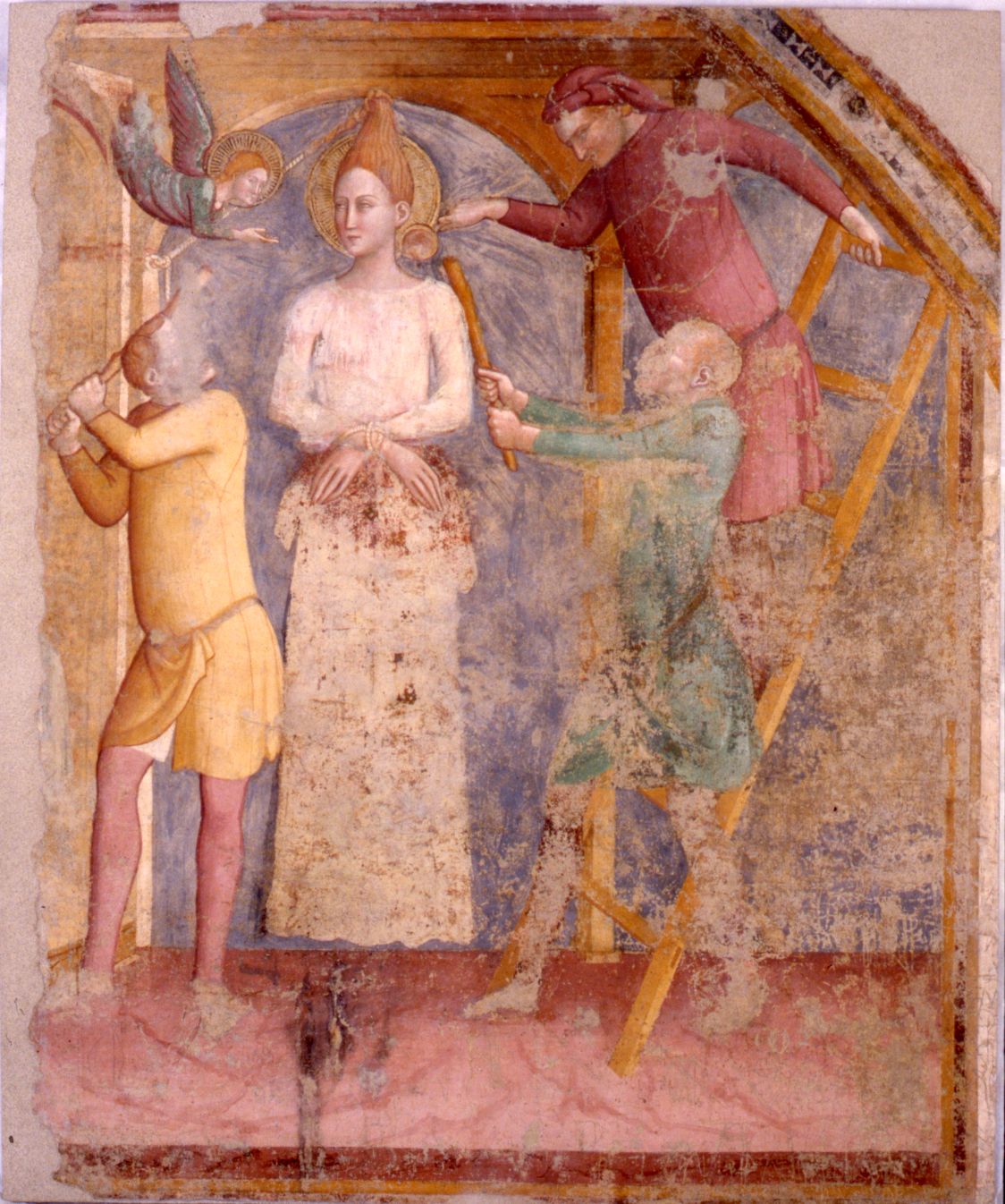 dipinto murale staccato, frammento di Maestro di Santa Giuliana (seconda metà sec. XIV)