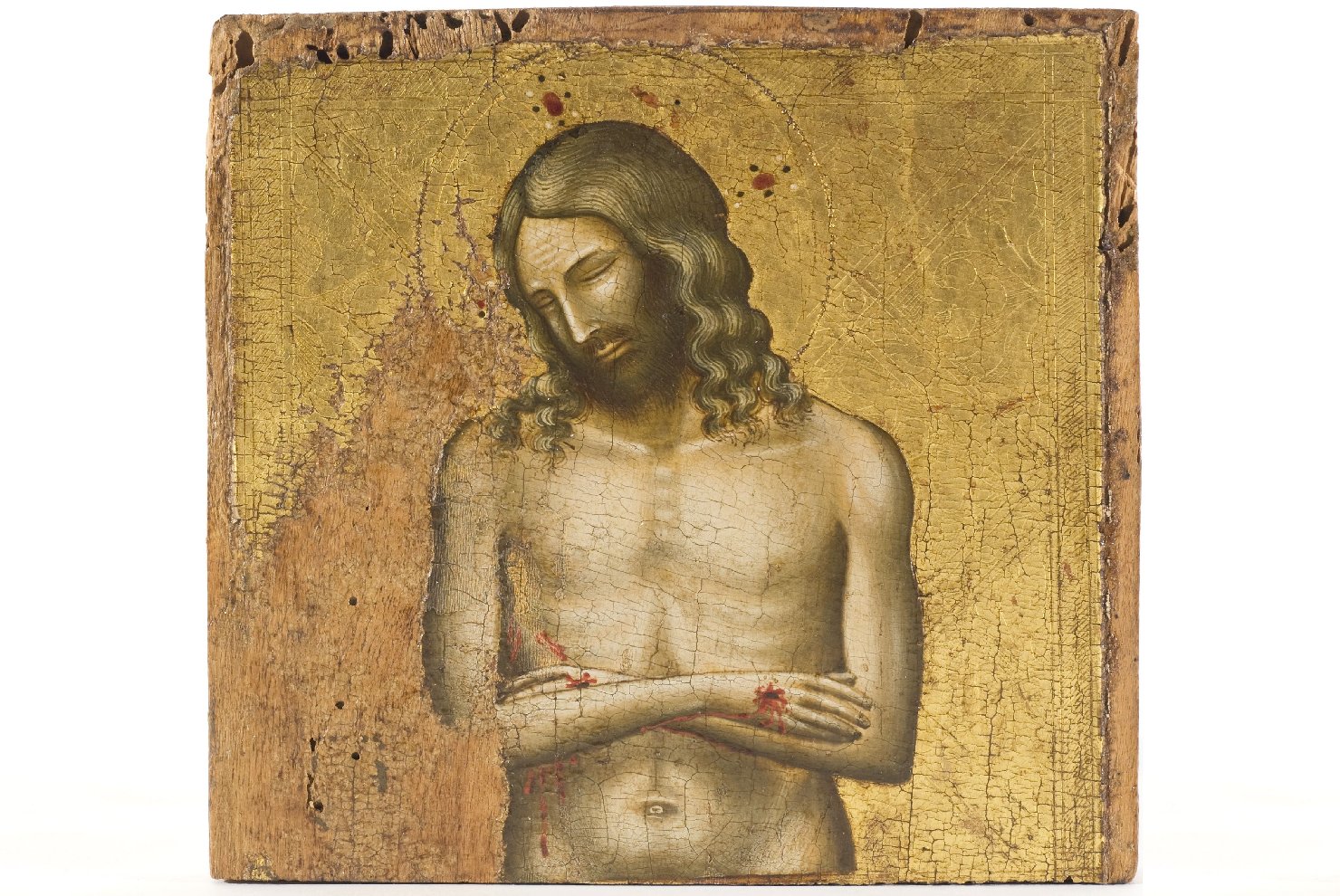 Cristo morto (dipinto, opera isolata) - ambito fabrianese (seconda metà sec. XIV)