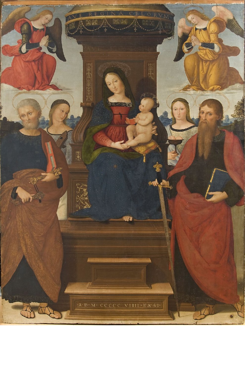 Madonna in trono con Bambino e Santi (dipinto, opera isolata) di Eusebio da San Giorgio (e aiuti) (inizio sec. XVI)