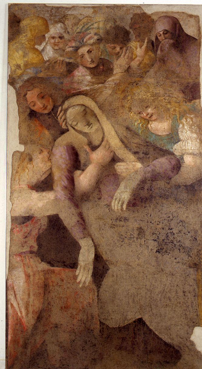 donne dolenti (dipinto murale staccato, frammento) di Mariano di ser Austerio (attribuito) (secondo quarto sec. XVI)