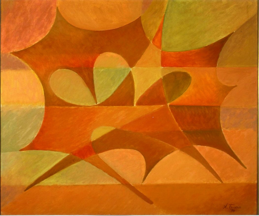 Geometric painting opus n. 26, Composizione astratta, figure geometriche (dipinto) di Albert Friscia (sec. XX)