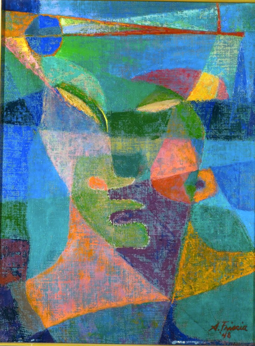 A portrait of Mexico, Volto di figura umana, scomposizione geometrica (dipinto) di Albert Friscia (sec. XX)