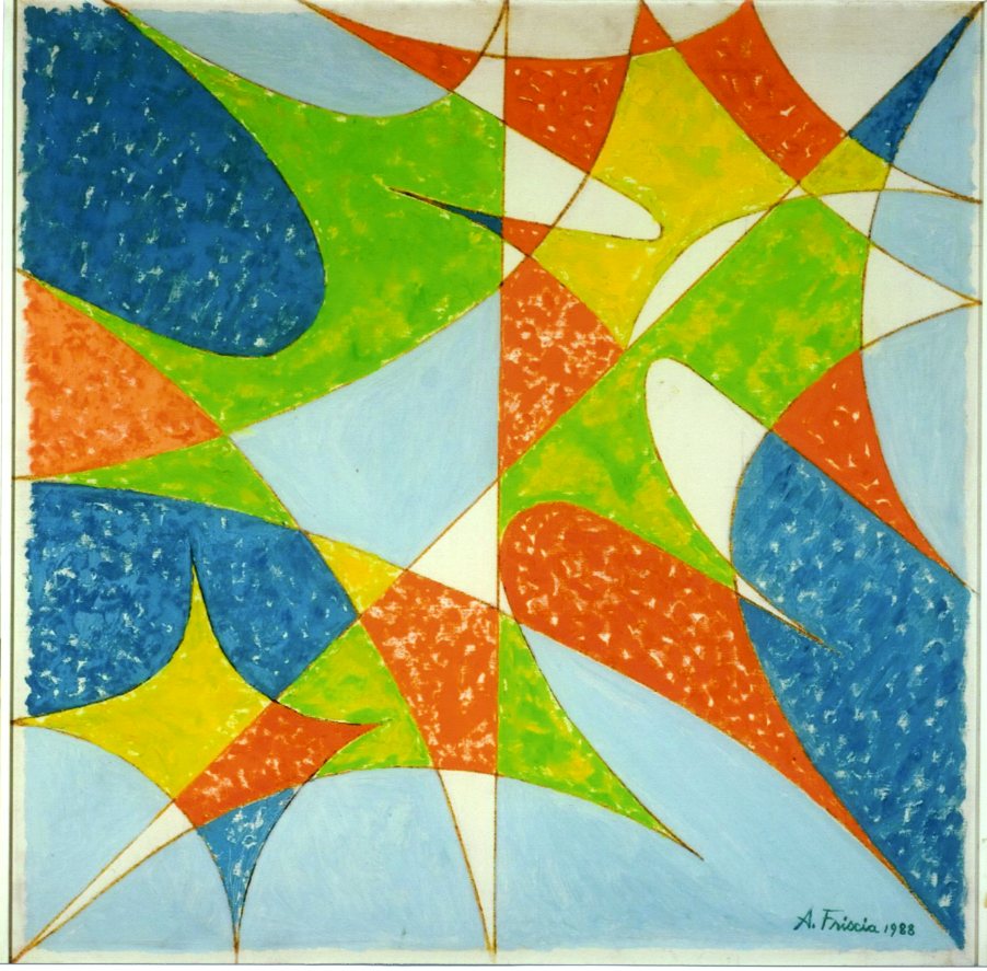 Geometric painting opus n. 8, Composizione astratta, figure geometriche (dipinto) di Albert Friscia (sec. XX)