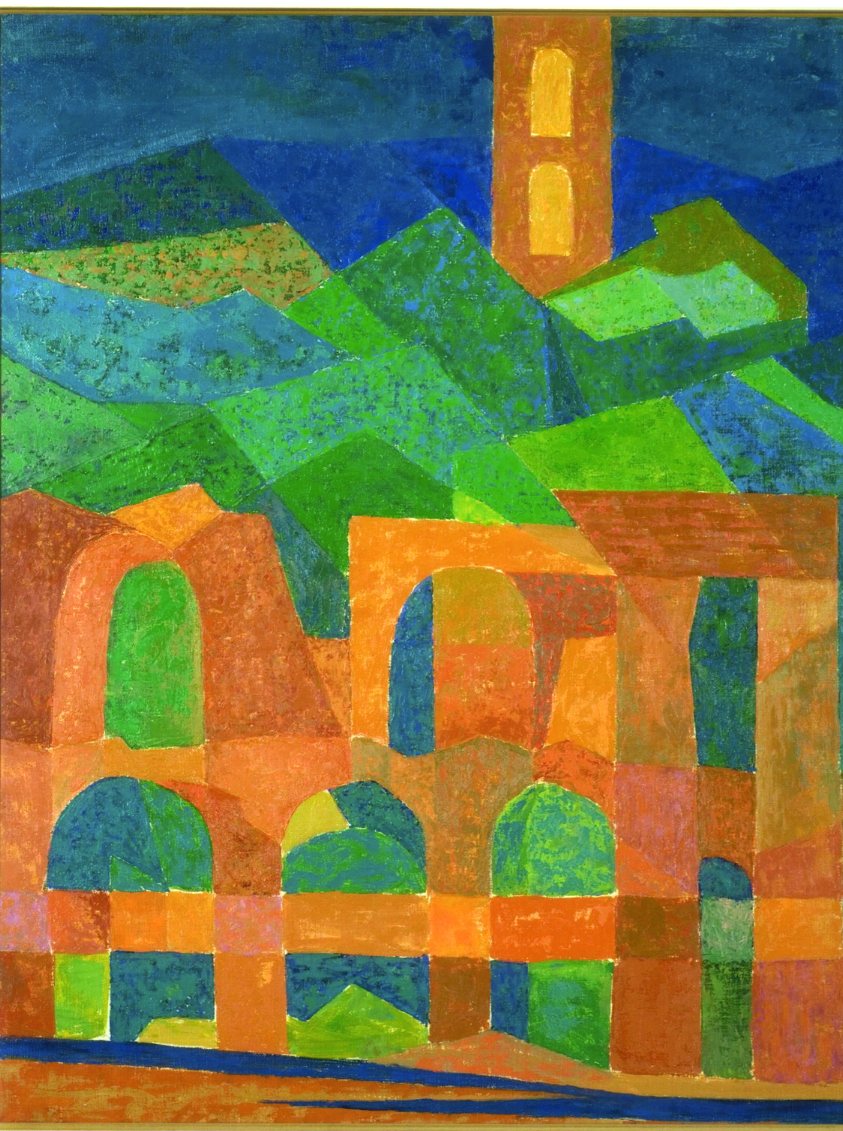Canale Monterano, Veduta archeologica astratta (dipinto) di Albert Friscia (sec. XX)