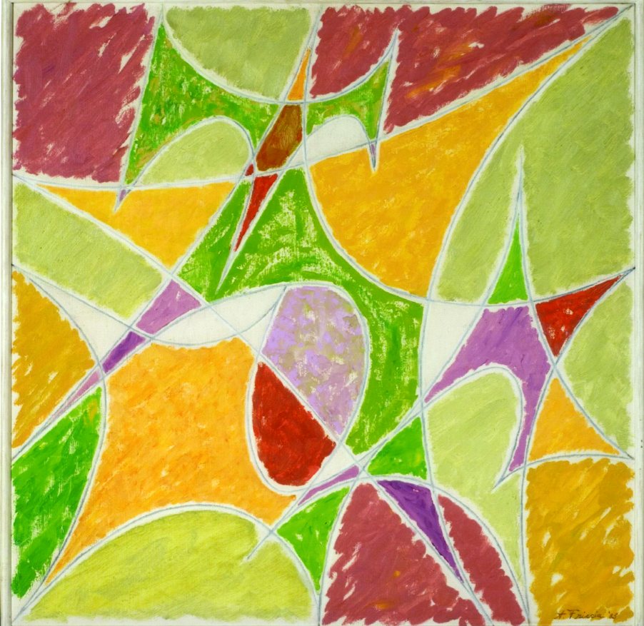 Geometric painting opus n. 10, Composizione astratta, figure geometriche (dipinto) di Albert Friscia (sec. XX)