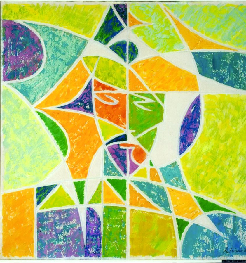 Geometric painting opus n. 13, Composizione astratta, figure geometriche (dipinto) di Albert Friscia (sec. XX)