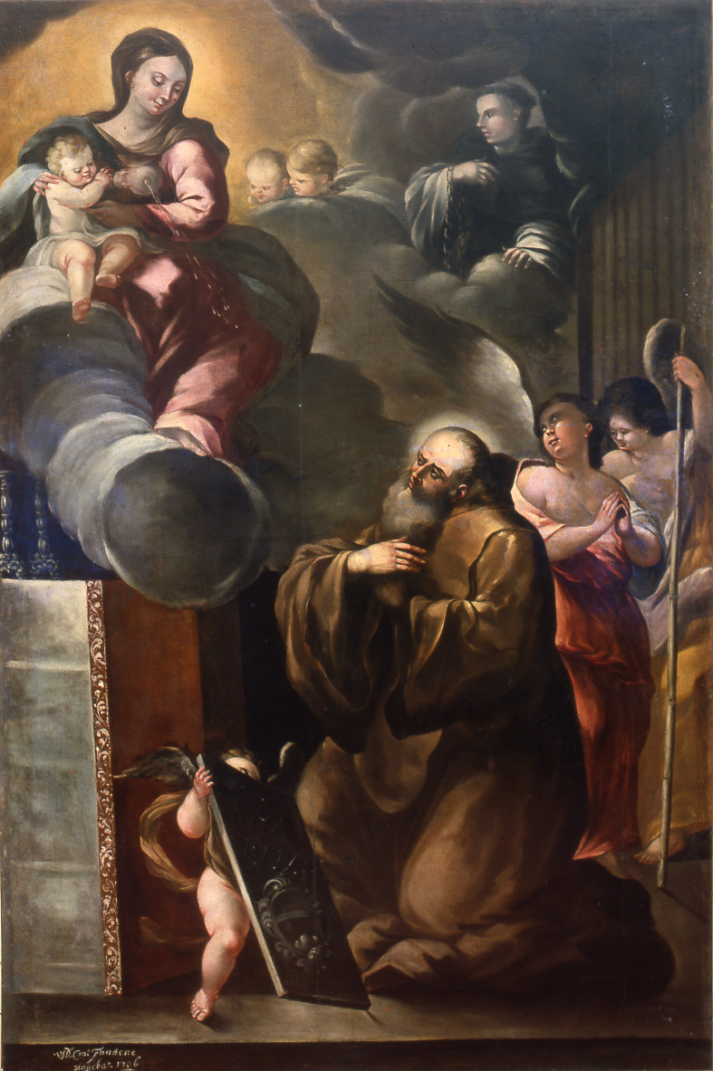 Madonna con Bambino, San Francesco di Paola e San Leonardo, Madonna con Bambino e Santi (dipinto) di Fundone (attribuito) (sec. XVIII)