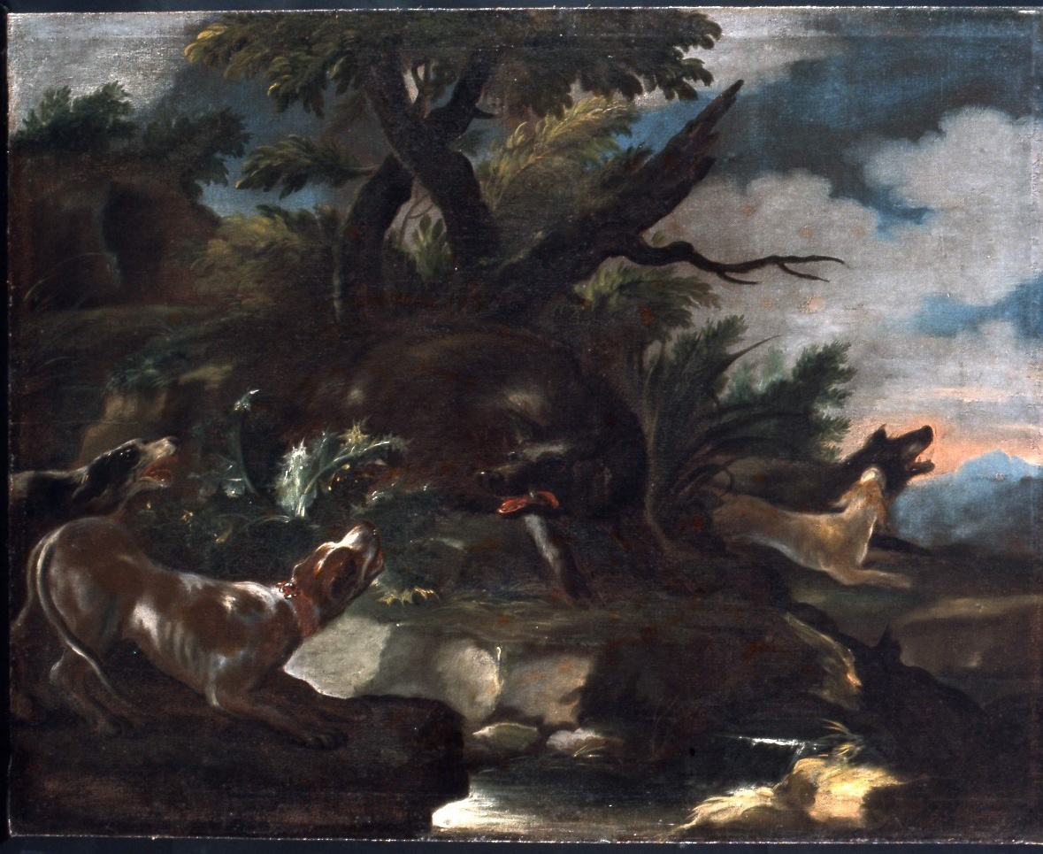 scena di caccia (dipinto) - ambito Italia settentrionale (seconda metà sec. XVII)