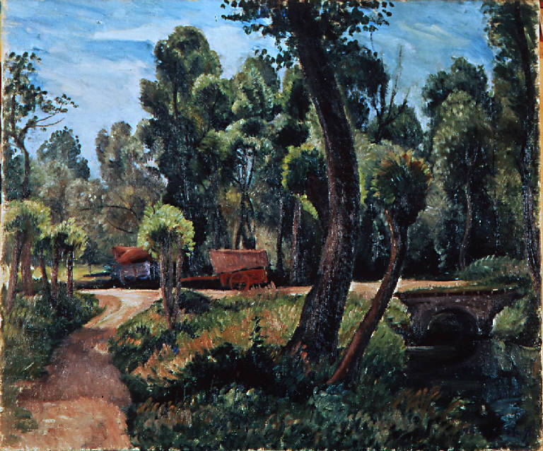 Paesaggio sul Lambro, Boschetto a Taliedo (dipinto) di De Grada Raffaele (sec. XX)