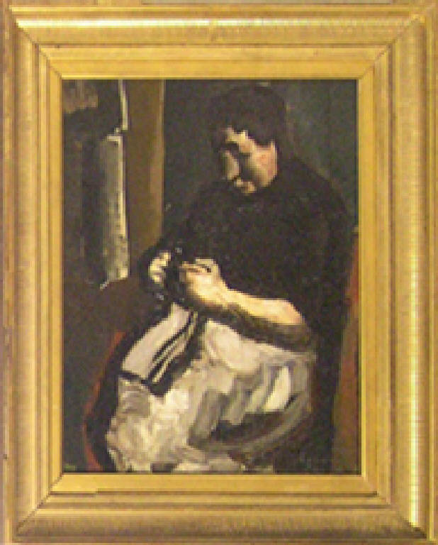 La cucitrice (dipinto) di Sironi Mario (sec. XX)