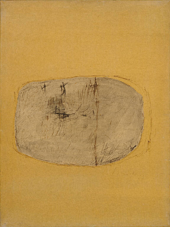 Concetto spaziale, Astratto (dipinto) di Fontana Lucio (sec. XX)