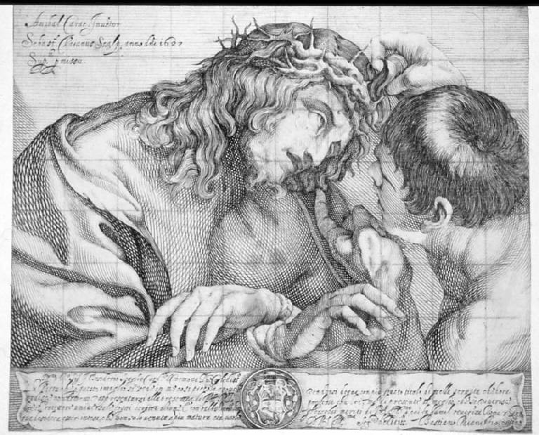 Cristo deriso, Cristo deriso (stampa smarginata) di Vaiani Sebastiano, Vaiani Sebastiano, Carracci Annibale (sec. XVII)