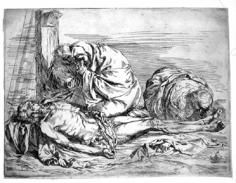 Compianto sul corpo di Cristo, Compianto sul Cristo morto (stampa) di Ribera Jusepe de detto Spagnoletto, Ribera Jusepe de detto Spagnoletto (sec. XVII)