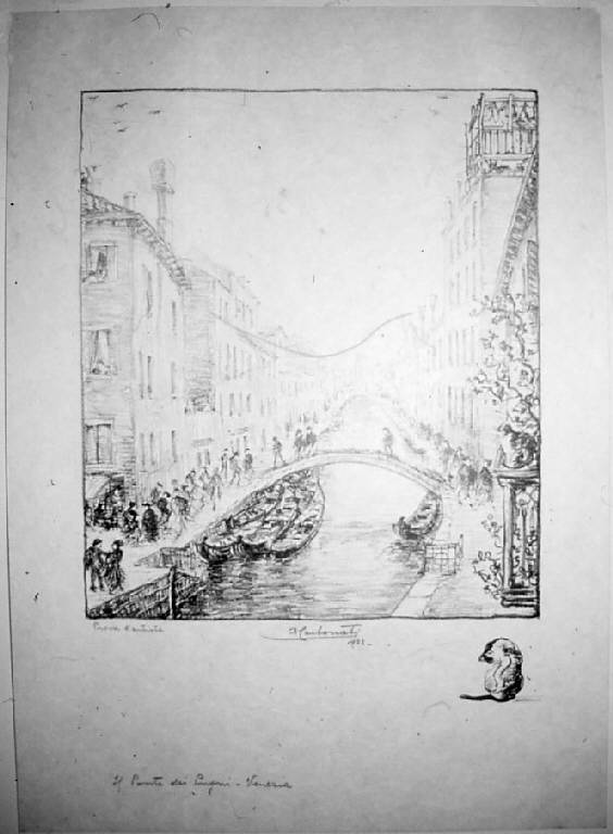 Veduta di Venezia: Ponte dei pugni (stampa, elemento d'insieme) di Carbonati Antonio, Carbonati Antonio, Carbonati Antonio (sec. XX)