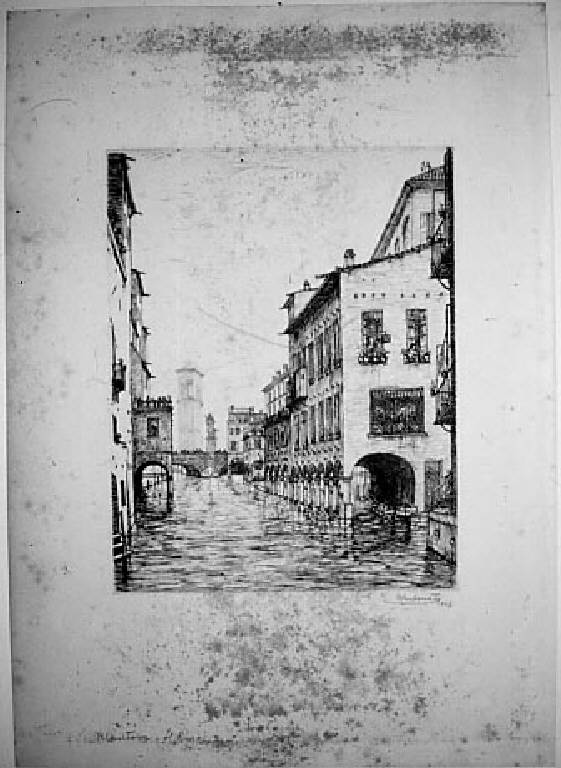 Veduta di Mantova: il Rio (stampa, elemento d'insieme) di Carbonati Antonio, Carbonati Antonio, Carbonati Antonio (sec. XX)