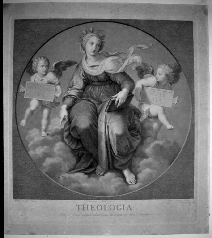 Allegoria della Teologia (stampa) di Morghen Raffaello, Nocchi Bernardino, Sanzio Raffaello (sec. XVIII)