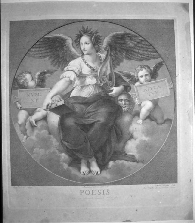 Allegoria della Poesia (stampa) di Morghen Raffaello, Nocchi Bernardino, Sanzio Raffaello (sec. XVIII)