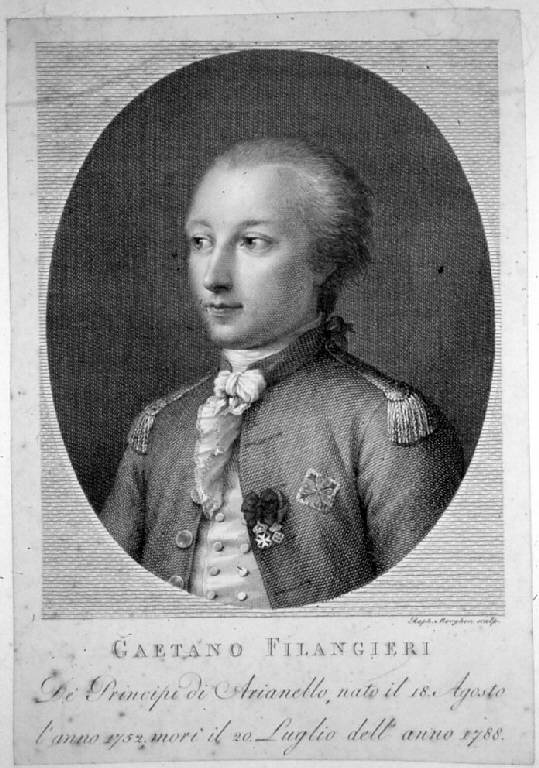 Ritratto di Gaetano Filangieri (stampa smarginata) di Morghen Raffaello (secc. XVIII/ XIX)