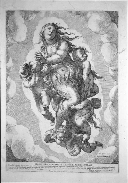 La Maddalena portata in cielo, Santa Maria Maddalena portata in cielo dagli angeli (stampa) di Schiaminossi Raffaello, Cambiaso Luca (sec. XVII)