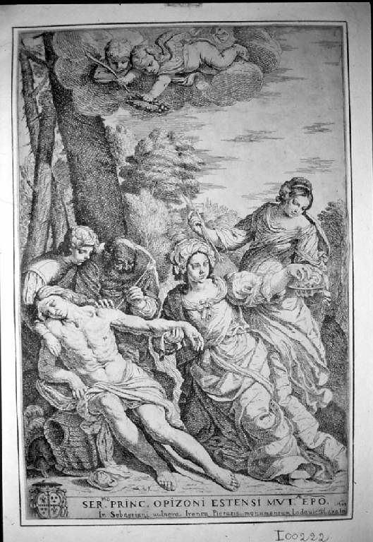 San Sebastiano ferito curato da Irene (stampa smarginata) di Lana Ludovico, Lana Ludovico, Lana Ludovico (sec. XVII)