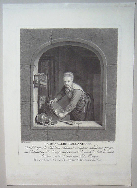 Cuoca olandese (stampa) di Wille Johann Georg, Wille Johann Georg, Dou Gerrit (sec. XVIII)