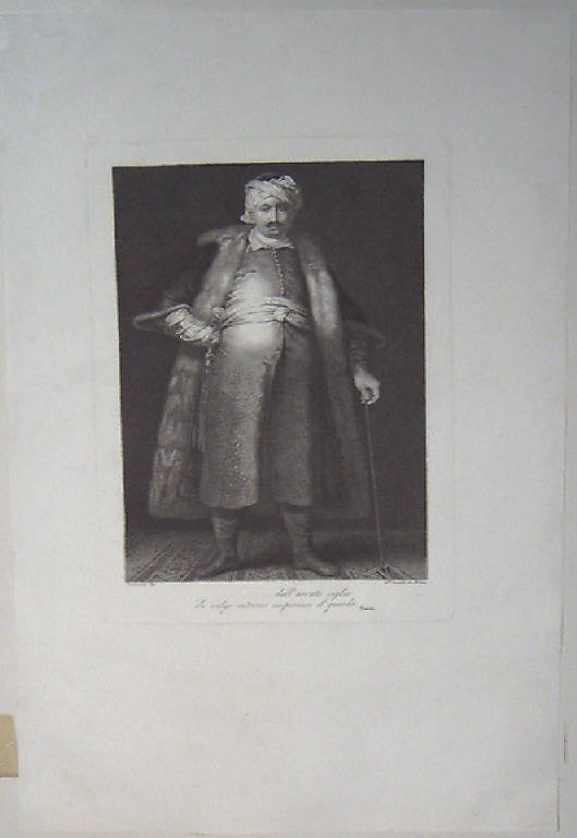 Ritratto maschile (stampa) di Longhi Giuseppe, Rembrandt (sec. XIX)