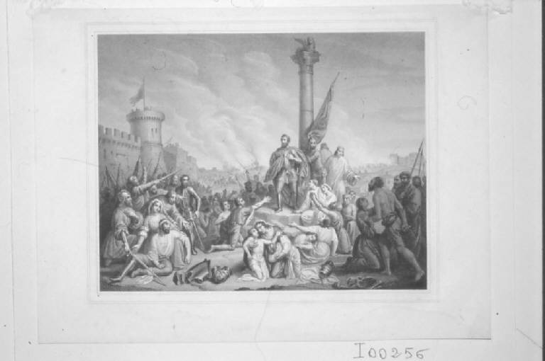 Resa di una città (stampa smarginata) - scuola tedesca, scuola tedesca (primo quarto sec. XIX)