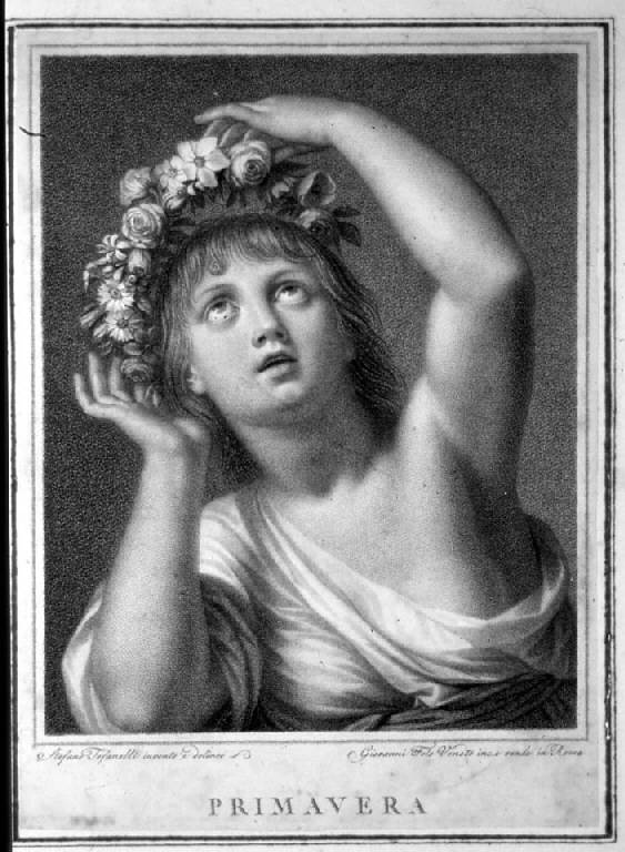Allegoria della Primavera (stampa smarginata) di Tofanelli Stefano, Tofanelli Stefano, Folo Giovanni (secc. XVIII/ XIX)
