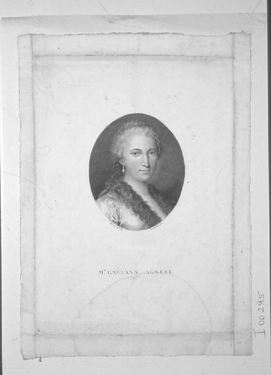 Ritratto di Maria Gaetana Agnesi (stampa smarginata) di Bisi Ernesta, Longhi Maria - scuola italiana (primo quarto sec. XIX)