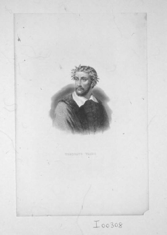 Ritratto di Torquato Tasso (stampa smarginata) di Geoffroy Nicolas Charles, Geoffroy Nicolas Charles (prima metà sec. XIX)