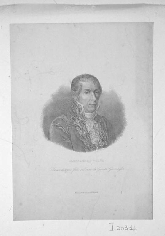 Ritratto di Alessandro Volta (stampa smarginata) di Bonatti Gaetano, Garavaglia Giovita, Geoffroy Nicolas Charles (prima metà sec. XIX)