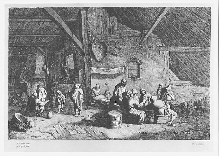 Le nozze di campagna, Interno con contadini in festa (stampa) di Visscher Jan de, Ostade Adriaen van (seconda metà sec. XVII)