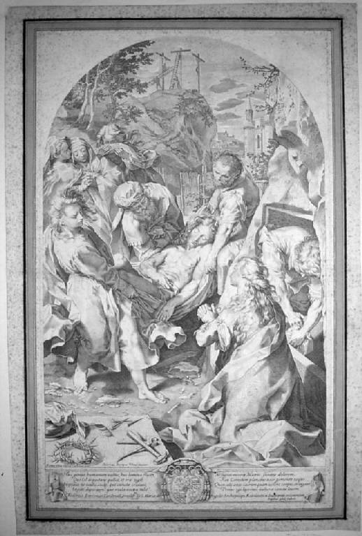 Gesù Cristo portato al sepolcro, Deposizione di Cristo nel sepolcro (stampa) di Guidi Raffaello, Barocci Federico (sec. XVI)