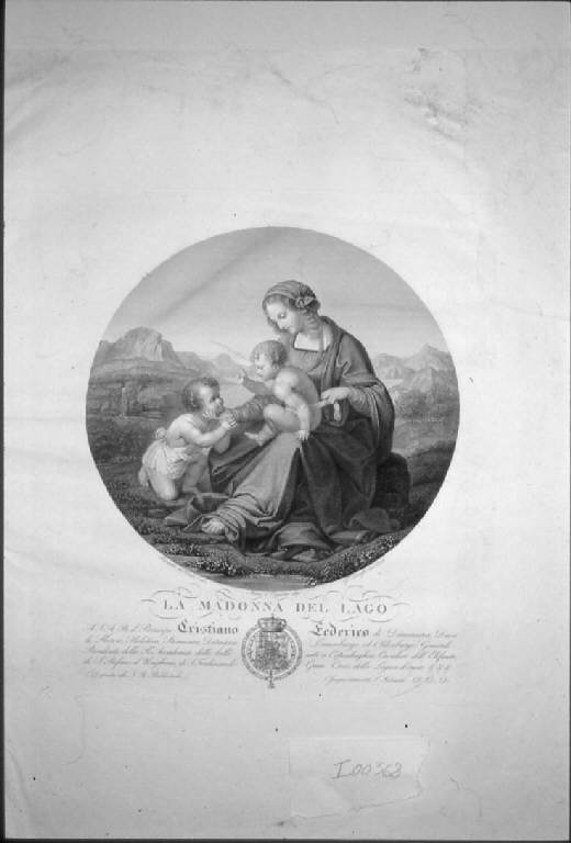 Madonna con Bambino e san Giovannino (stampa) di Longhi Giuseppe, Leonardo da Vinci, Marco d'Oggiono (sec. XIX)