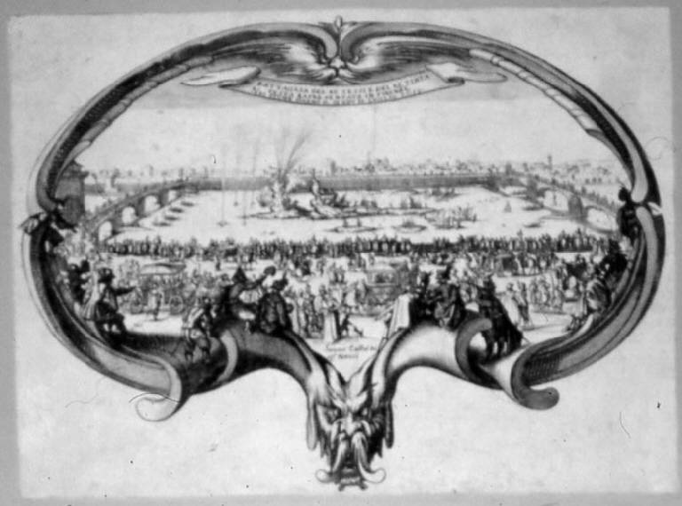 Il ventaglio, Festeggiamenti pubblici (stampa smarginata) di Callot Jacques - scuola italiana (sec. XVII)