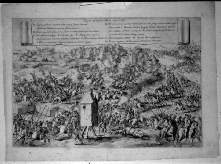 Battaglia di Engelmunsterum del 1580 (stampa, elemento d'insieme) - scuola fiamminga (sec. XVII)