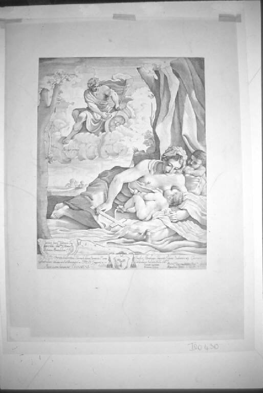 La carità, Allegoria della Carità (stampa smarginata) di Pasqualini Giovanni Battista, Barbieri Giovan Francesco detto Guercino (sec. XVII)