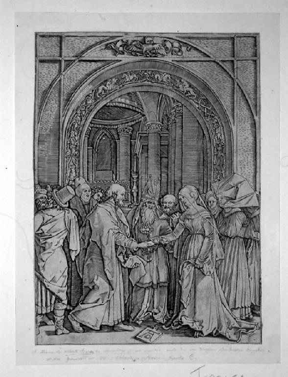Le nozze della Vergine, Sposalizio di Maria Vergine (stampa smarginata, elemento d'insieme) di Raimondi Marcantonio, Dürer Albrecht (sec. XVI)