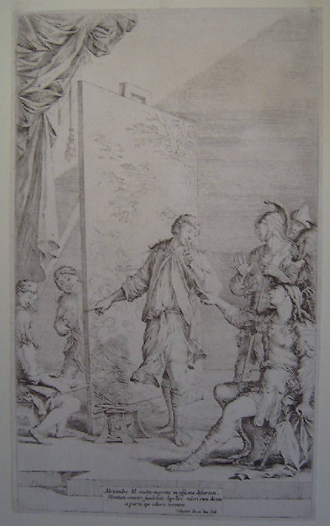 Alessandro Magno nello studio di Apelle, Alessandro Magno nello studio di Apelle (stampa) di Rosa Salvator, Rosa Salvator (sec. XVII)