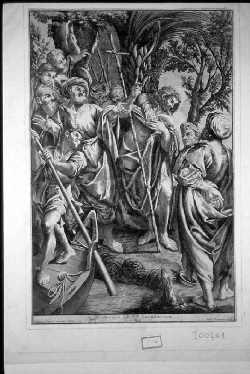 San Giovanni Battista (stampa smarginata) di Bonavera Domenico Maria, Carracci Lodovico (sec. XVII)